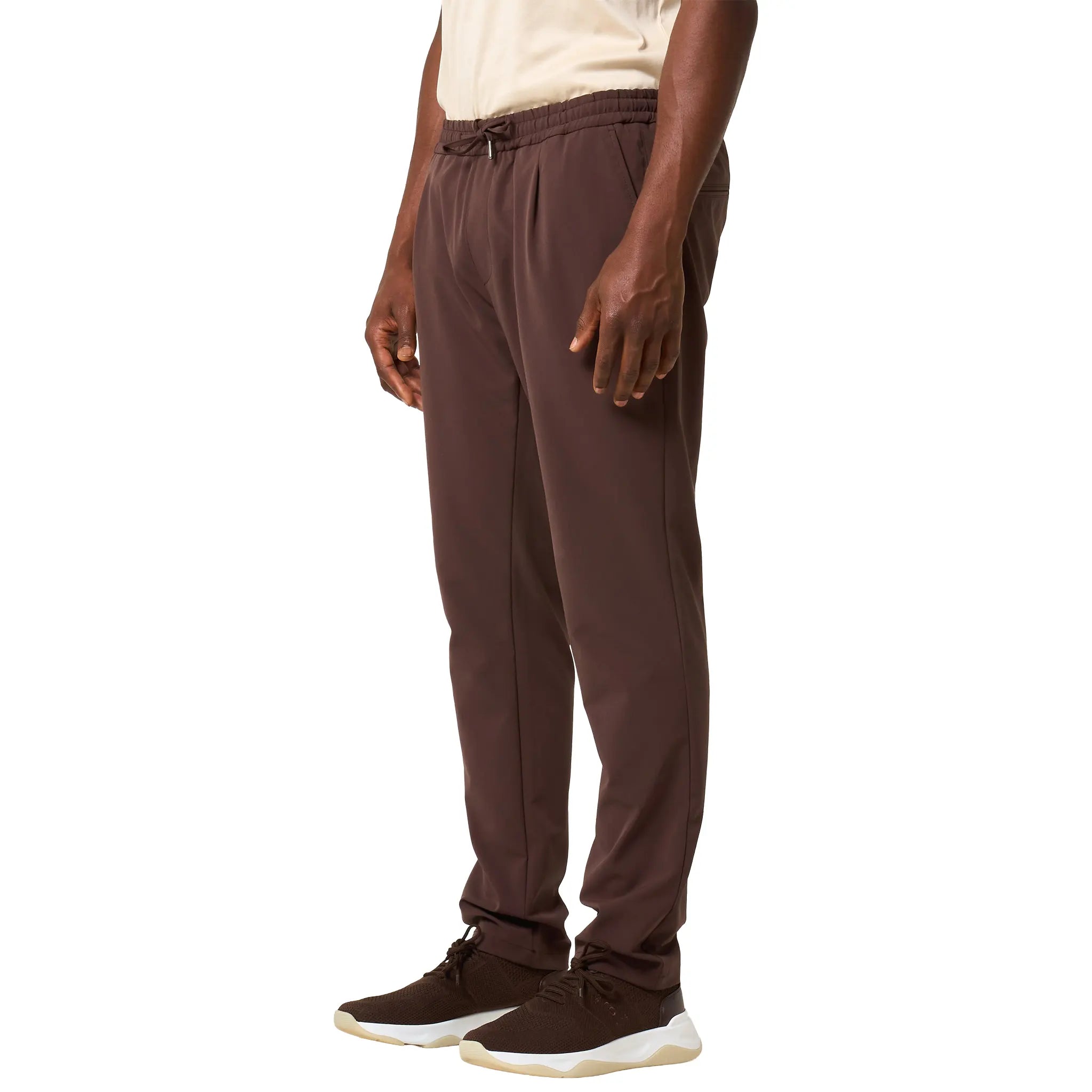 Front Side View of Loiano Tech Brown Trousers